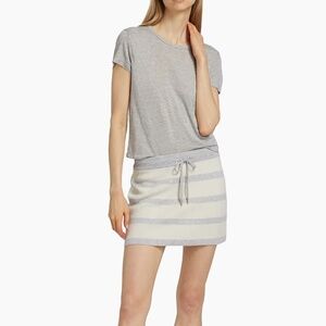 Stellae Dux  Women Cashmere Blend Striped Knit Elastic Drawstring Miniskirt L XS
